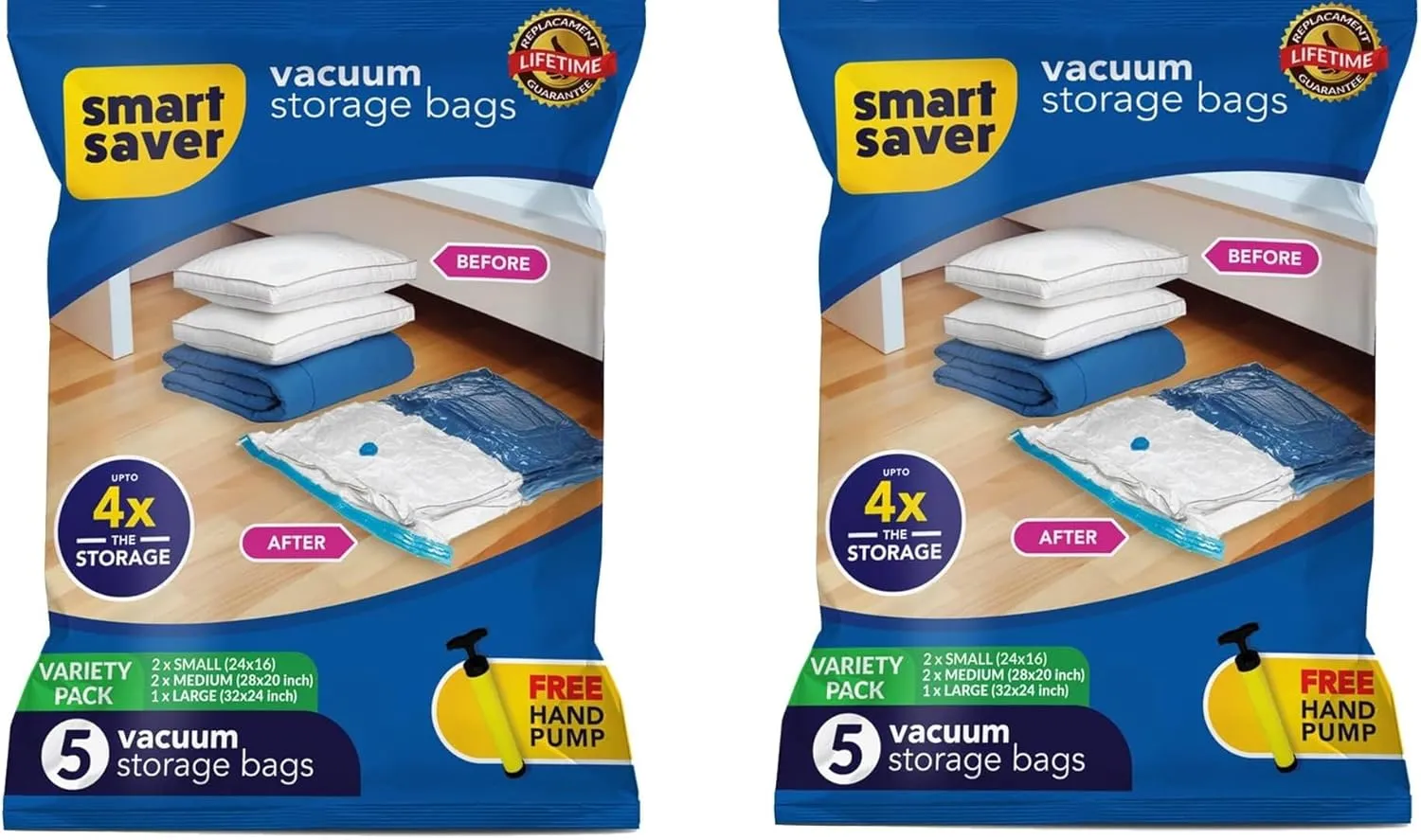 10 Pack Smart Saver Vacuum Bags for Travel, Space Saver Bags (2 Large/4 Medium/4 Small) Compression Storage Bags for Clothes, Bedding, Pillows, Comforters