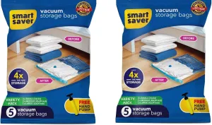 10 Pack Smart Saver Vacuum Bags for Travel, Space Saver Bags (2 Large/4 Medium/4 Small) Compression Storage Bags for Clothes, Bedding, Pillows, Comforters