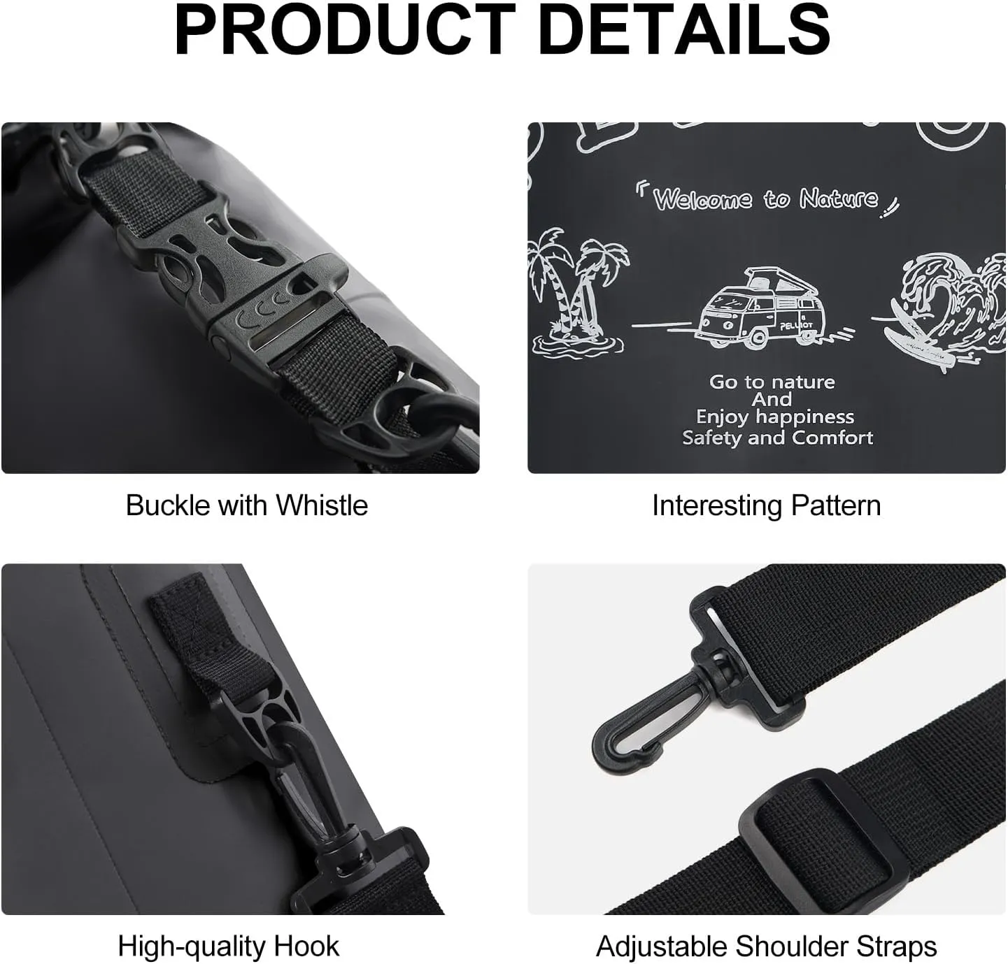 10L Waterproof Dry Bag Tough & Water-repellent Storage Bag with Adjustable Shoulder Strap Lightweight Portable Shoulder Dry Bags for Kayaking Boating Camping Black