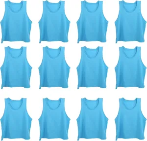 12 Pack Breathable Mesh Kid Training Vests for Soccer, Basketball, and Outdoor Sports Size, Nylon Material, Cool Ventilation, Visible on Field