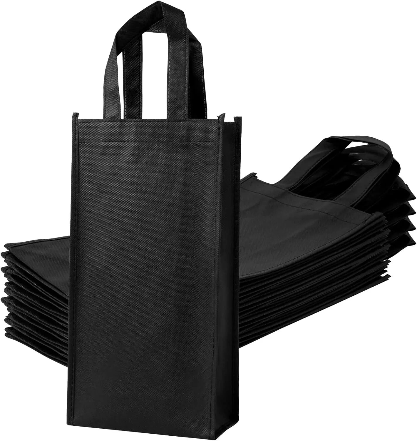 12pcs 2 Bottle Reusable Wine Bags, 7”×3.9”×14” Wine Gift Bag, Non-Woven Fabric Wine Bags for Wine Bottles Gifts, Wine Bottle Gift Bags with Handle for Halloween, Party, Wedding