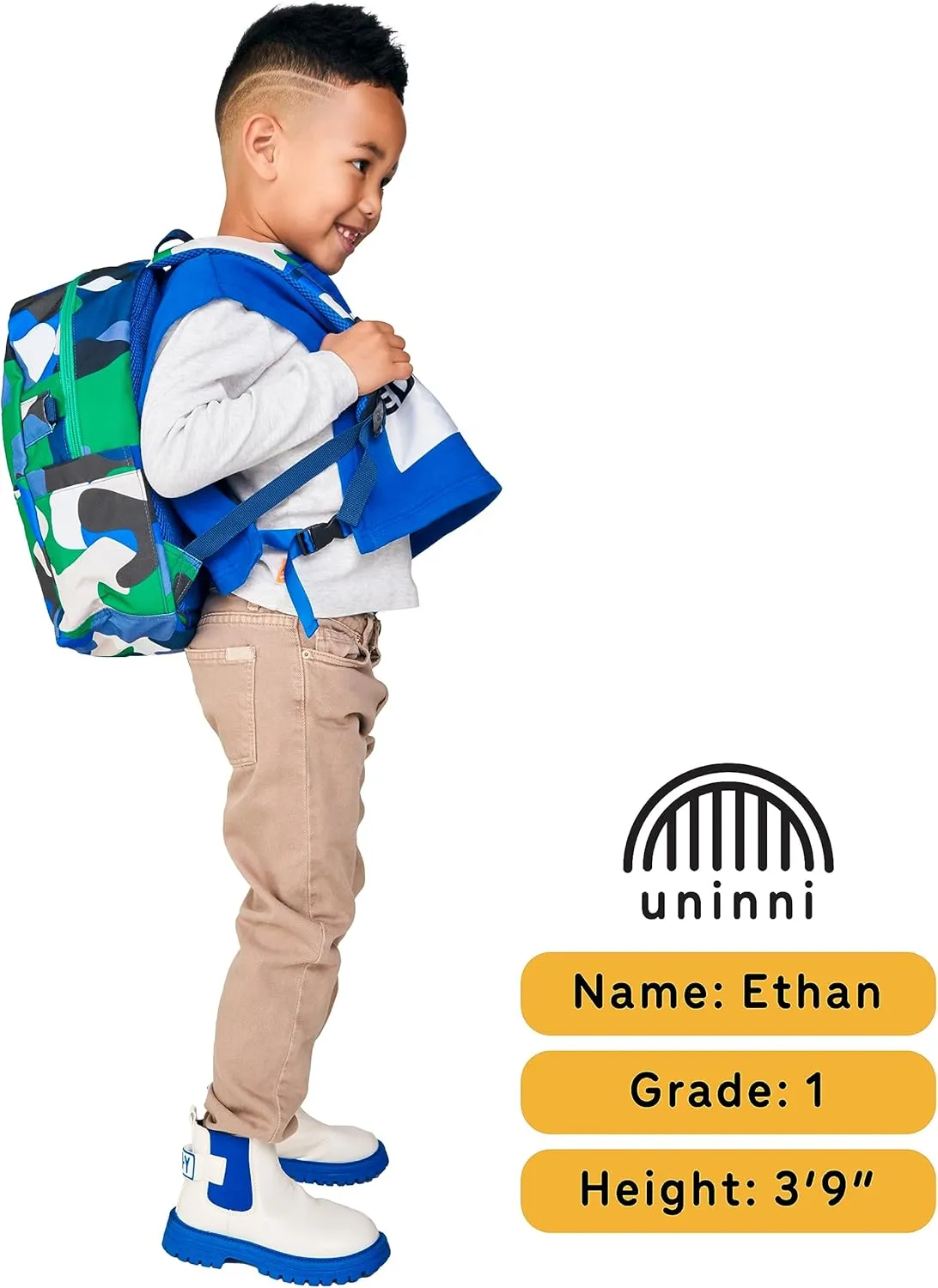 14" Kids Backpack for Girls and Boys Age 5-8 Years Old with Padded, and Adjustable Shoulder Straps - Camouflage (Blue/Green)