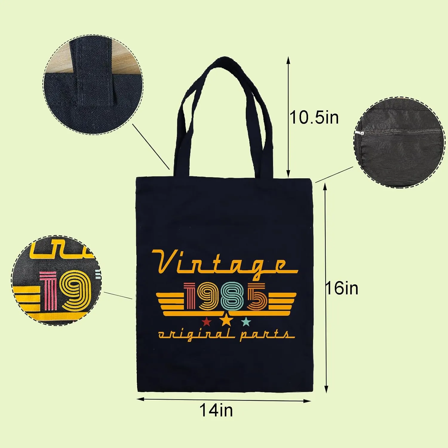 1980 1981 1982 1983 1984 1985 1986 1987 1988 1989 Birthday Gifts for Women, Reusable Canvas Tote Bag for Traveling