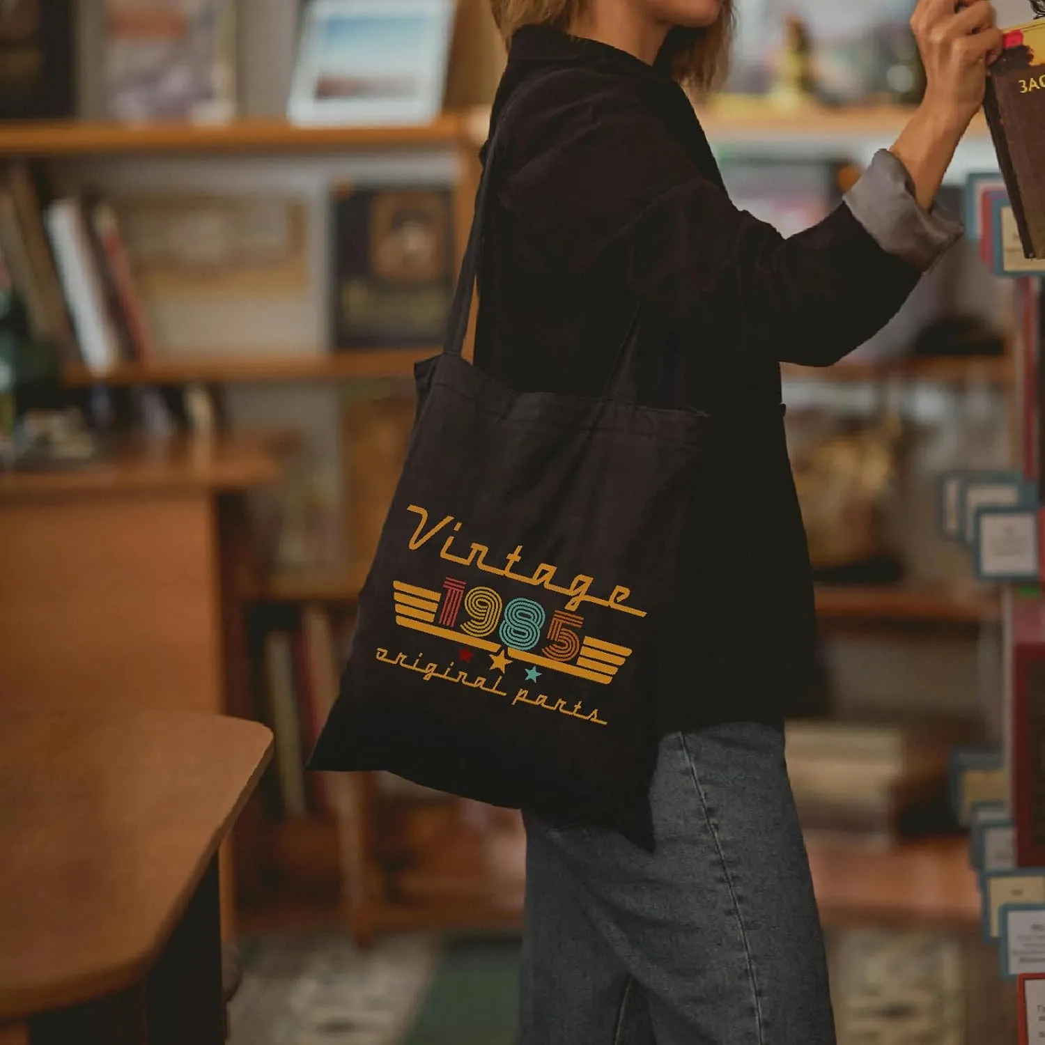 1980 1981 1982 1983 1984 1985 1986 1987 1988 1989 Birthday Gifts for Women, Reusable Canvas Tote Bag for Traveling