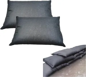 2-Pack 23.62" x 15.75" Water Activated Flood Bags Sandless Sandbags for Flooding Black