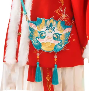 2024 Crossbody Bag Fashion Chinese Dragon Year Square Bag Embroidery Bag Shoulder Bag for Teen Women Girl