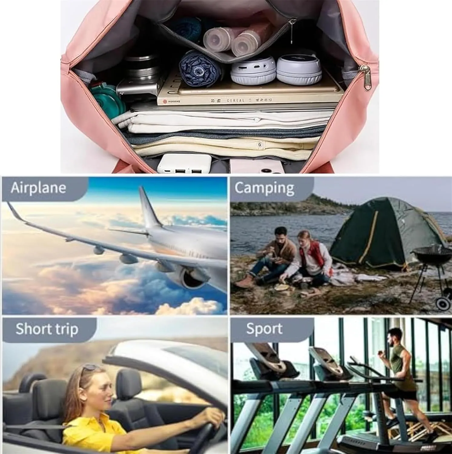 2025 Beente Travel Bag with Wheels, Large Capacity with Removable Universal Wheels Tote Luggage for Easy Travel (Black)