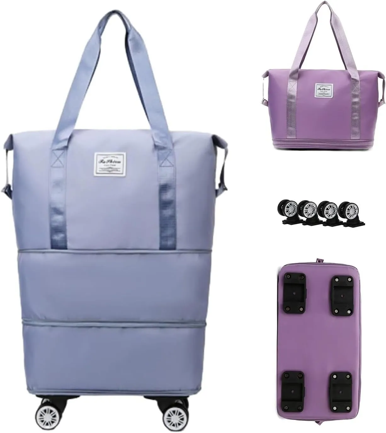 2025 New Travel Bag with Wheels, Expandable & Foldable Large Capacity Rolling Luggage, Adjustable Shoulder Strap & Detachable Wheels(Blue)