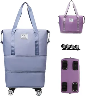 2025 New Travel Bag with Wheels, Expandable & Foldable Large Capacity Rolling Luggage, Adjustable Shoulder Strap & Detachable Wheels(Blue)