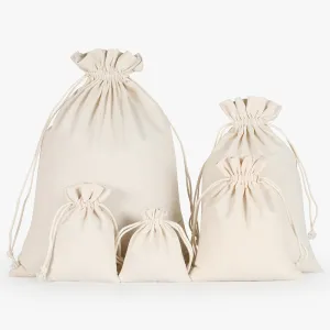 20cm Medium Wholesale Soft 100% Cotton Drawstring Cloth Bags