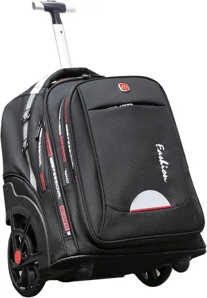 22 Inch Rolling Backpack with Wheels, Waterproof Travel Wheeled Backpack, Carry on with Laptop Compartment, Fit 17 Inch Laptop (Black)