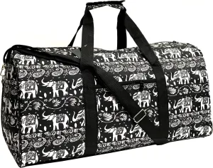 22" Women Fashion Printing Duffel Bag (Elephant-Black)