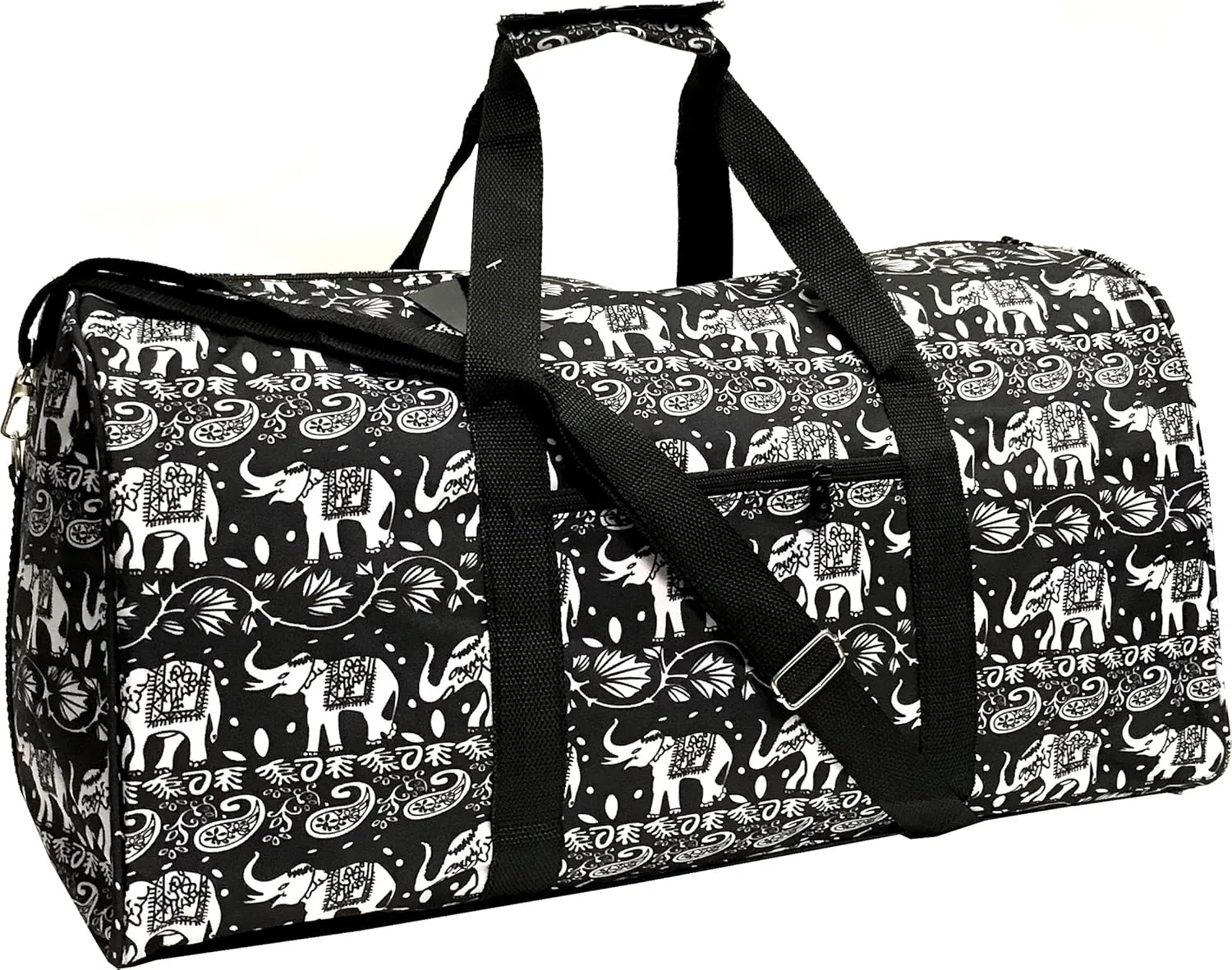 22" Women Fashion Printing Duffel Bag (Elephant-Black)
