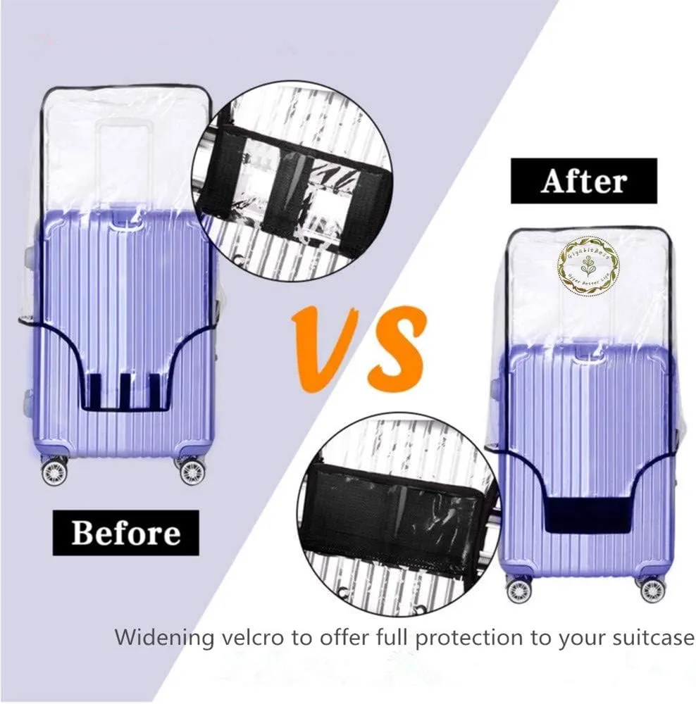 24 Inch Clear PVC Luggage Cover, 0.4mm Thick Heavy-Duty Waterproof, Dustproof, Anti-Scratch Suitcase Cover, Luggage Covers for Suitcase TSA Approved, Fits 23"-25" Wheeled Luggage