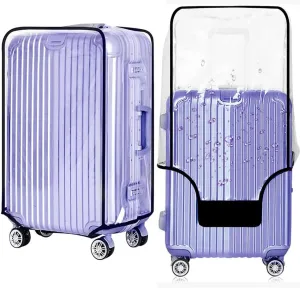 24 Inch Clear PVC Luggage Cover, 0.4mm Thick Heavy-Duty Waterproof, Dustproof, Anti-Scratch Suitcase Cover, Luggage Covers for Suitcase TSA Approved, Fits 23"-25" Wheeled Luggage