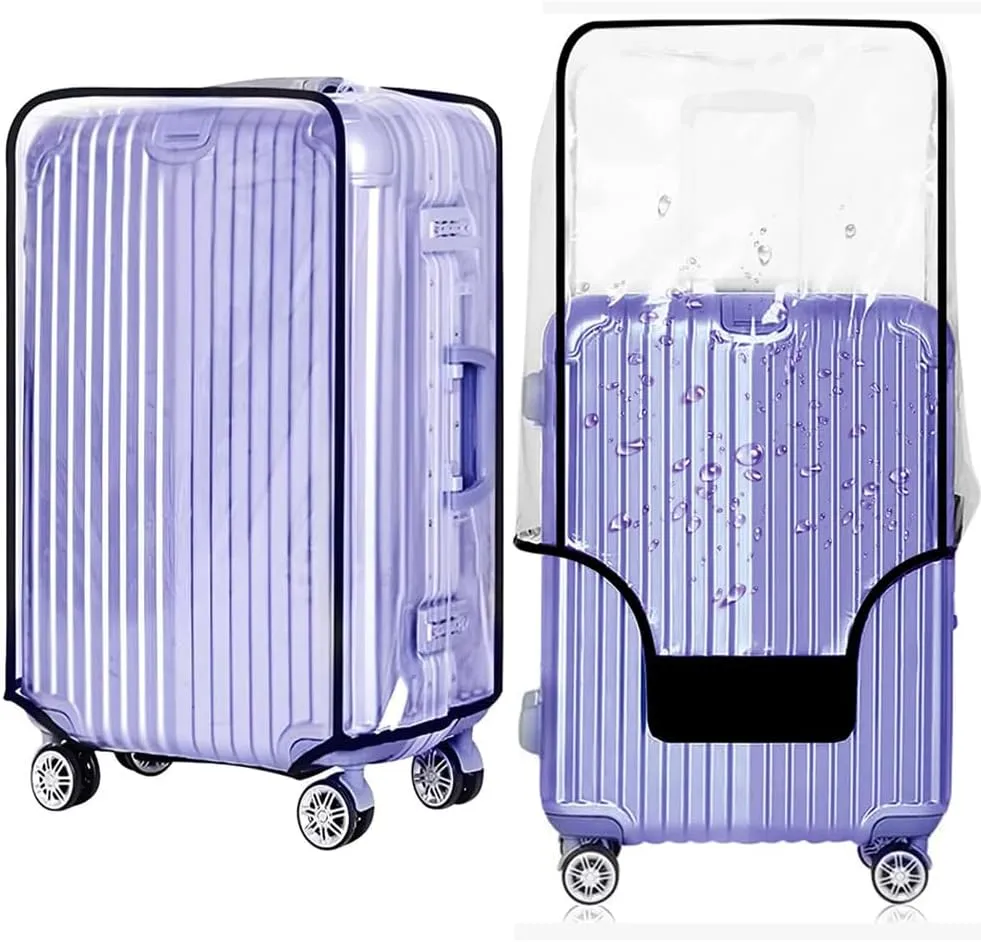 24 Inch Clear PVC Luggage Cover, 0.4mm Thick Heavy-Duty Waterproof, Dustproof, Anti-Scratch Suitcase Cover, Luggage Covers for Suitcase TSA Approved, Fits 23"-25" Wheeled Luggage