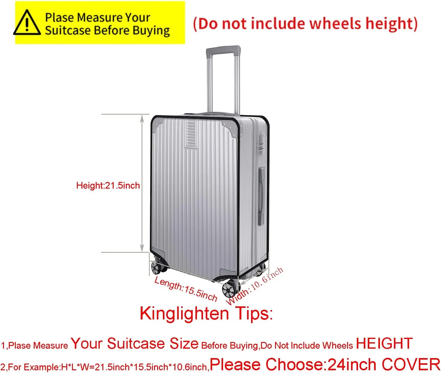 24 Inch Luggage Cover Protector Bag PVC Clear Plastic Suitcase Cover Protectors Travel Luggage Sleeve Protector