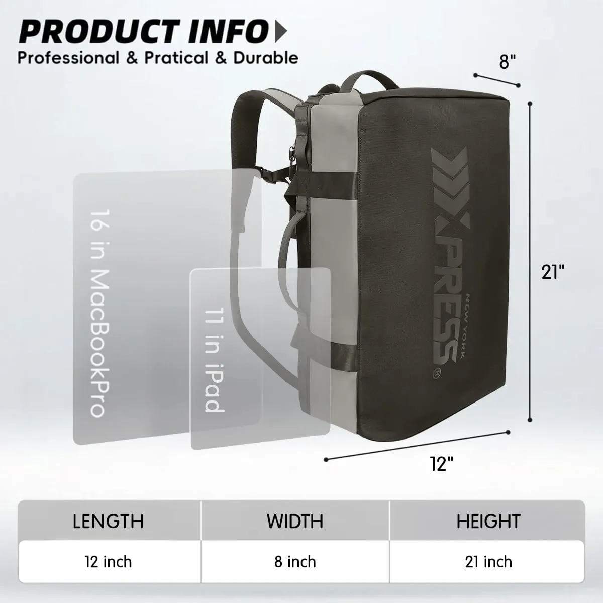 2in1 Travel Backpack Duffle Convertible Duffel Bag with Backpack Straps,40L#Grey