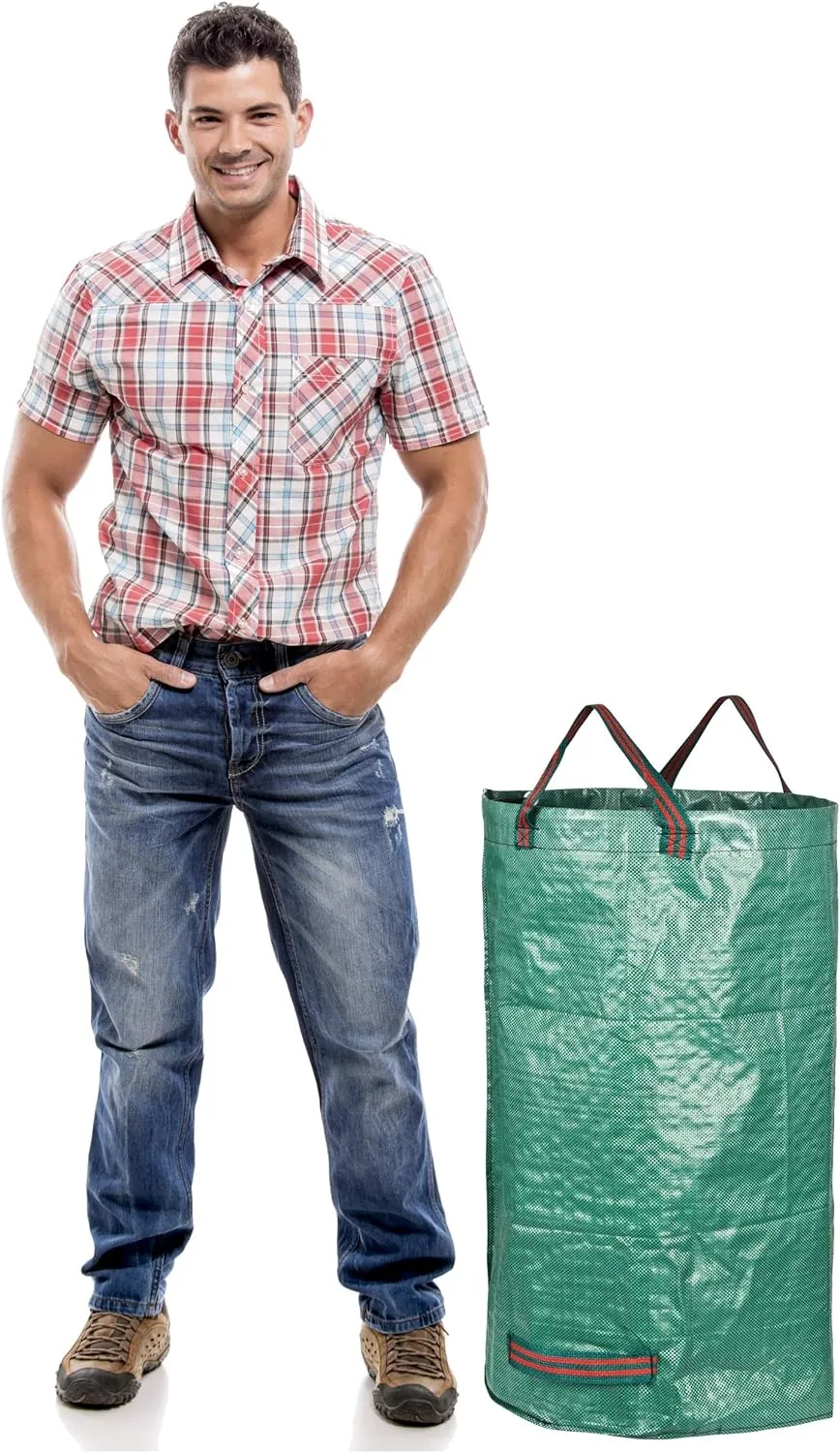3-Pack 32 Gallons Reusable Garden Waste Bags (H30, D18 inches) - Yard Waste Bags