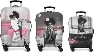 3 Pieces of Luggage Cover Travel Suitcase Protector Cute Girls Elastic Washable Baggage Covers for Set of 3 Luggage (S&M &L)
