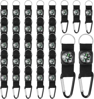 30 Pcs Belt Clip Compass Black Prize Belt Compass Keychain Compass Bulk Metal Work Clips Guiding Hiking Carabiner Outdoors Boys Girls Scouts Rock Climbing Camo Birthday Party Favors