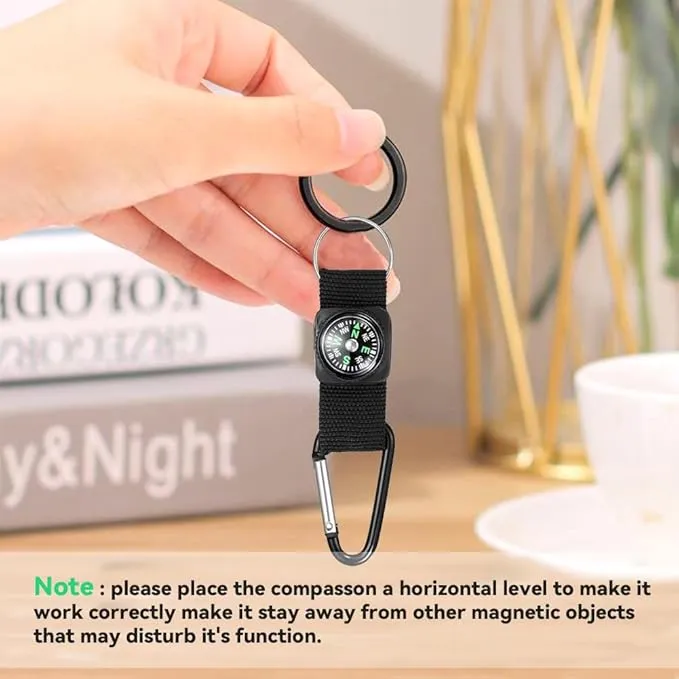 30 Pcs Belt Clip Compass Black Prize Belt Compass Keychain Compass Bulk Metal Work Clips Guiding Hiking Carabiner Outdoors Boys Girls Scouts Rock Climbing Camo Birthday Party Favors