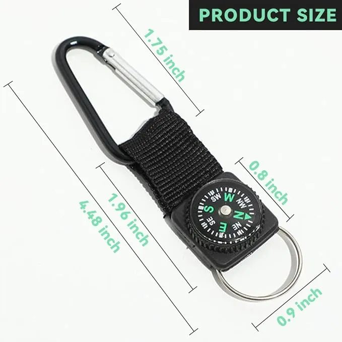 30 Pcs Belt Clip Compass Black Prize Belt Compass Keychain Compass Bulk Metal Work Clips Guiding Hiking Carabiner Outdoors Boys Girls Scouts Rock Climbing Camo Birthday Party Favors