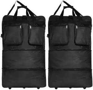 36"" Duffle Bag Expandable Rolling Lightweight Wheeled Spinner Suitcase Luggage (Pack of 2) for Travel and Storage