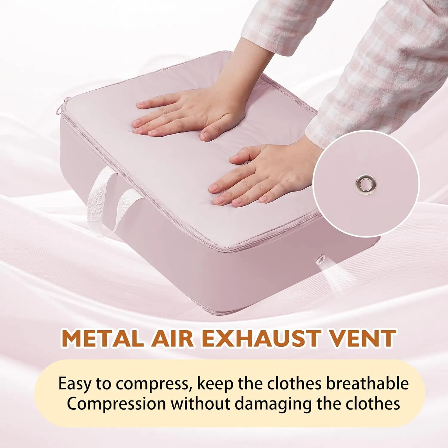 4 Pack Ultra Space Saving Self Compression Organizer, 2025 Upgrade Space Saver Compression Storage Bag, Premium Comforter Bedding Storage Bag (Pink, M - 40 * 30 * 18cm)