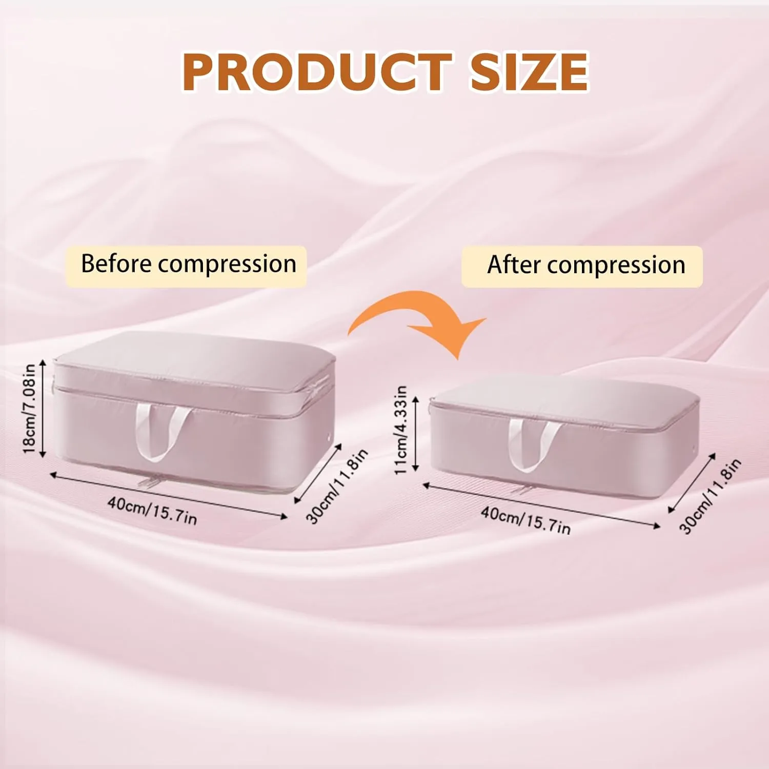 4 Pack Ultra Space Saving Self Compression Organizer, 2025 Upgrade Space Saver Compression Storage Bag, Premium Comforter Bedding Storage Bag (Pink, M - 40 * 30 * 18cm)