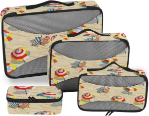 4 Pcs set organizer travel case Mesh Travel Essentials Summer Beach Loungers Cartoon expandable packing cubes for diaper