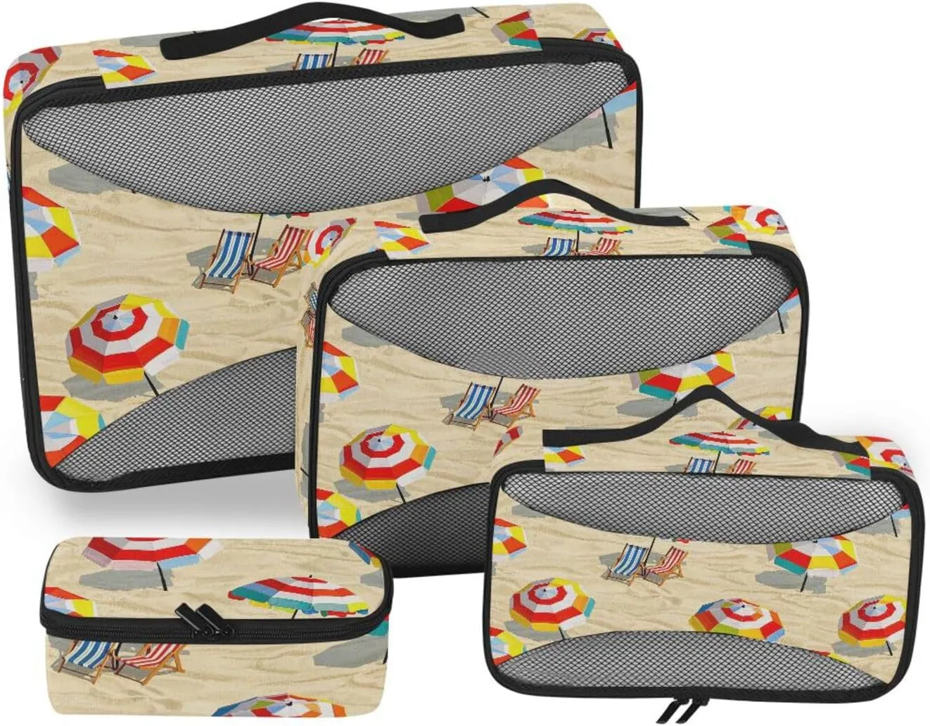 4 Pcs set organizer travel case Mesh Travel Essentials Summer Beach Loungers Cartoon expandable packing cubes for diaper