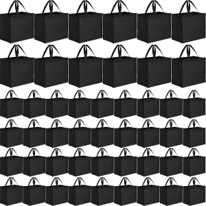 48 Pack Reusable Grocery Bags 13'' L x 9.4'' W x 15'' H Large Foldable Shopping Tote Bag Non Woven with Handle and Plastic