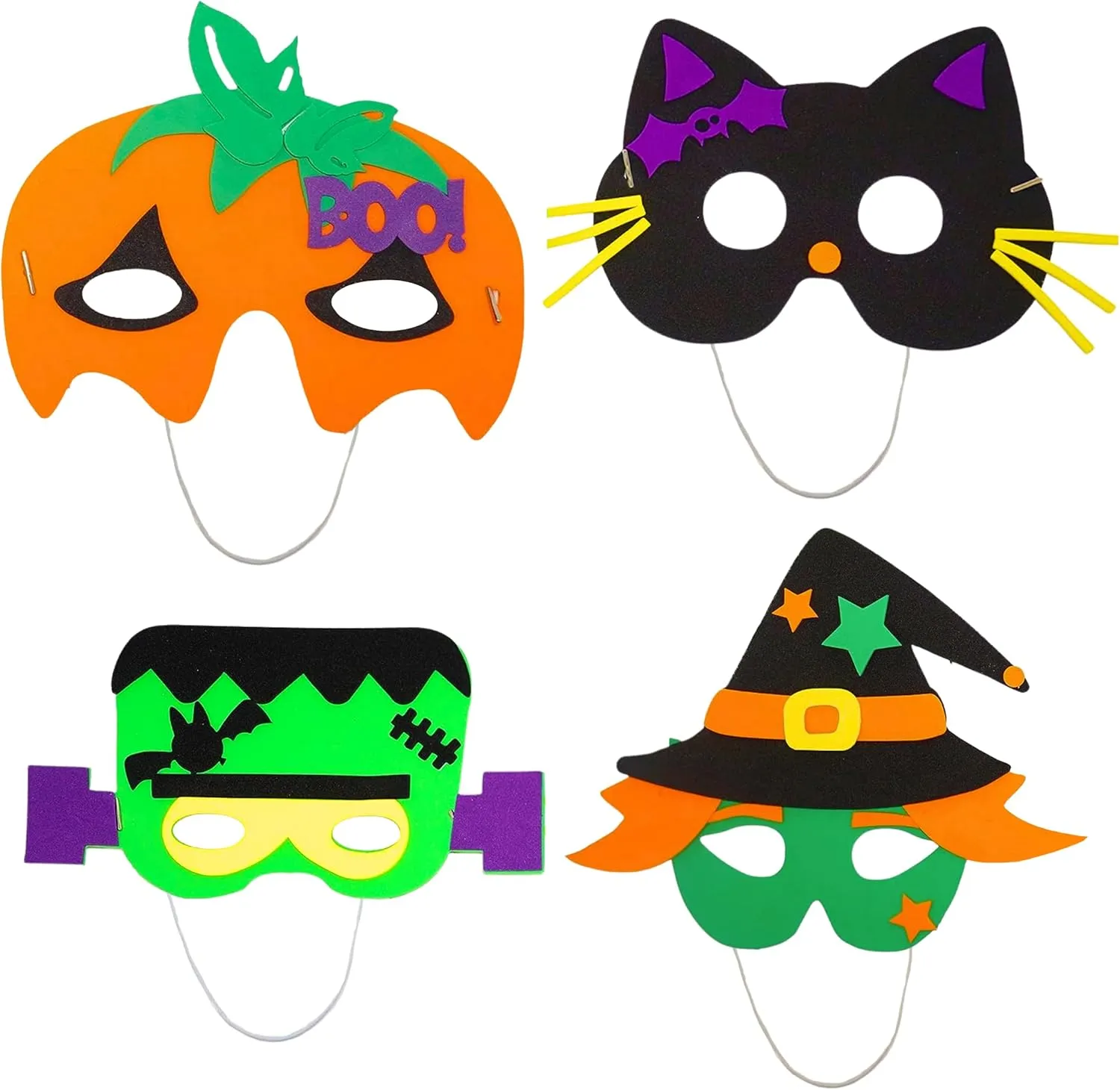 4E's Novelty Halloween Crafts for Kids - Self Adhesive Mask Foam Craft Kit School Home Group Activities Party Supplies