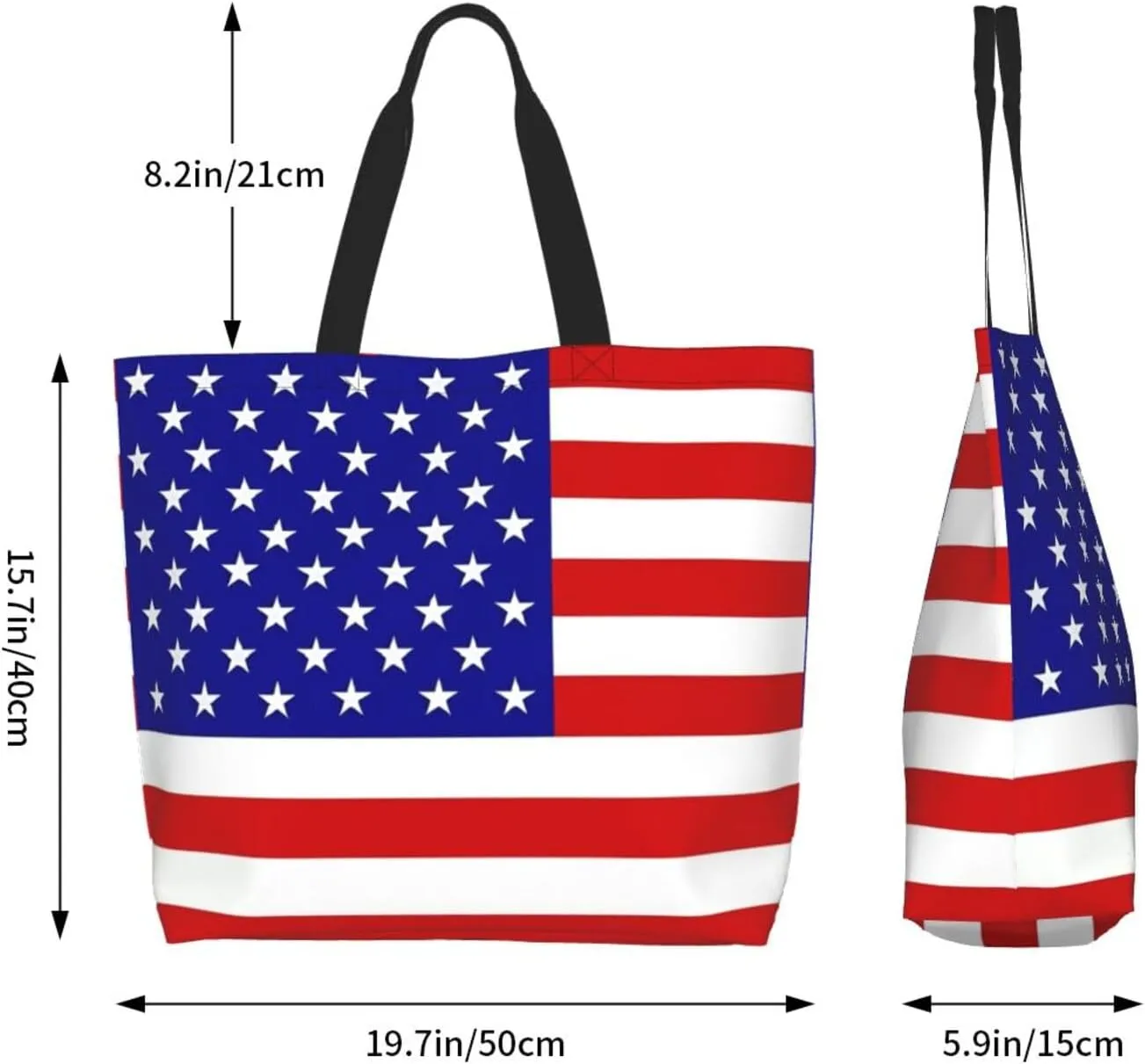 4th of July Tote Bag Women large American flag bag Interior Pocket Reusable Independence day Travel tote bags
