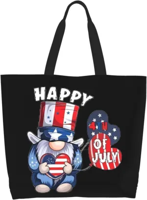 4th of July Tote Bag Women large American flag bag Interior Pocket Reusable Independence day Travel tote bags