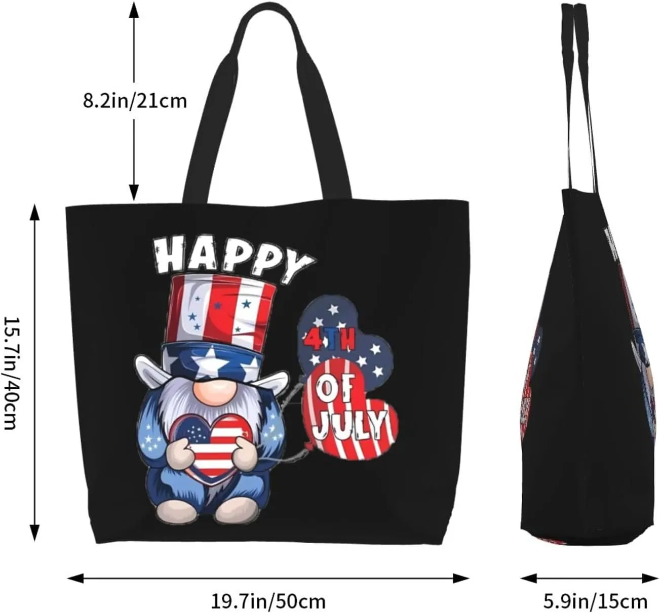 4th of July Tote Bag Women large American flag bag Interior Pocket Reusable Independence day Travel tote bags