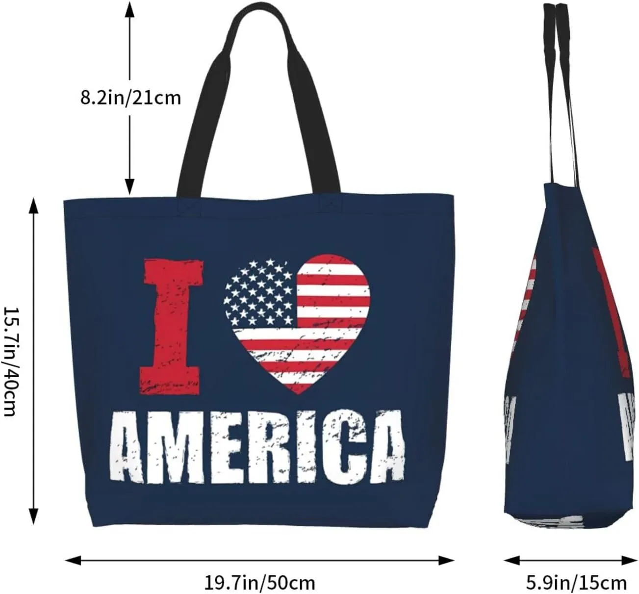 4th of July Tote Bag Women large American flag bag Interior Pocket Reusable Independence day Travel tote bags