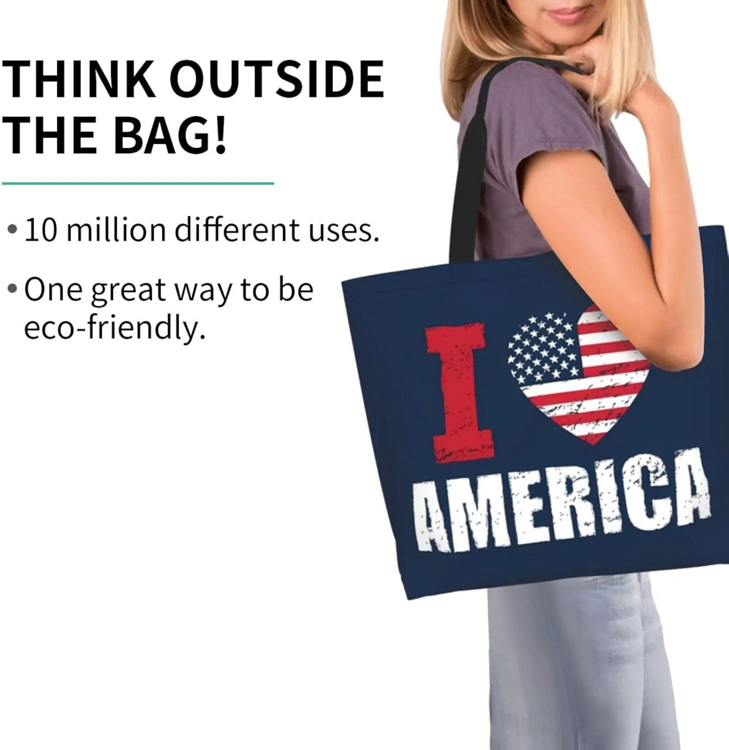 4th of July Tote Bag Women large American flag bag Interior Pocket Reusable Independence day Travel tote bags