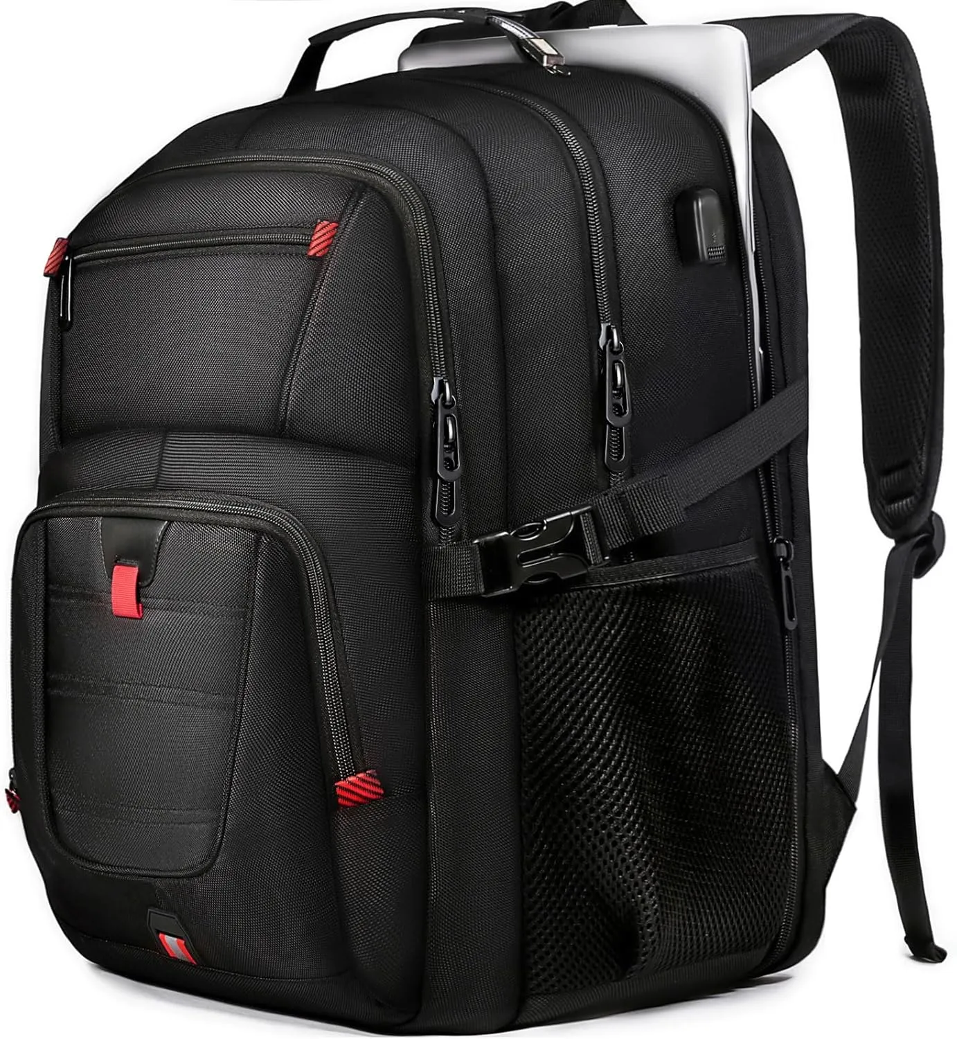 50L Travel Backpack, 17 inch Laptop Backpack for Men, Extra Large Sturdy TSA Friendly with USB Port College School Rucksack Bag Gifts for Him Men Women, Black