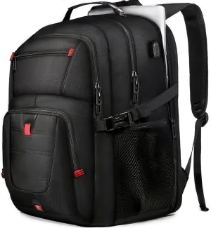 50L Travel Backpack, 17 inch Laptop Backpack for Men, Extra Large Sturdy TSA Friendly with USB Port College School Rucksack Bag Gifts for Him Men Women, Black
