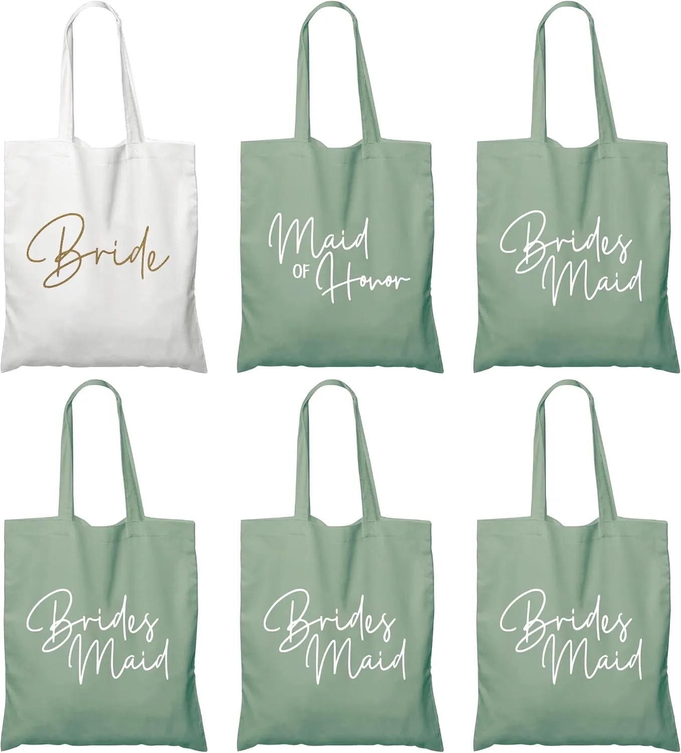 6 Pieces Bridesmaid Tote Bags, Bridesmaid Gift Bags Wedding Canvas Tote Bag