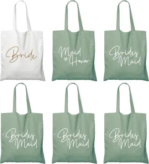 6 Pieces Bridesmaid Tote Bags, Bridesmaid Gift Bags Wedding Canvas Tote Bag