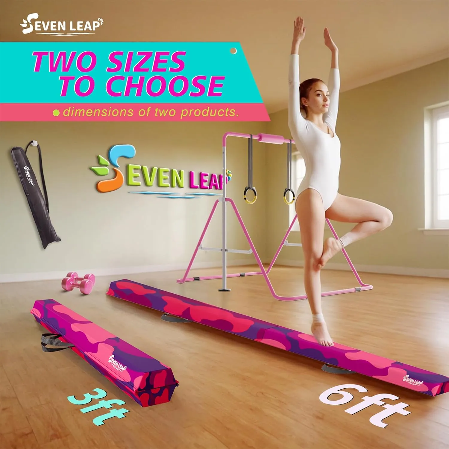 6ft/8ft Folding Balance Beam, Foldable Gymnastics Balance Beam Foam for Kids and Toddlers 3-12，Folding Beam with Non Slip Rubber Base,