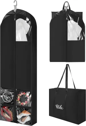 70" Oxford Foldable Wedding Dress Garment Bag Bride Tote Bag 4 Pockets Bride Gowns Bag for Prom Evening Dress