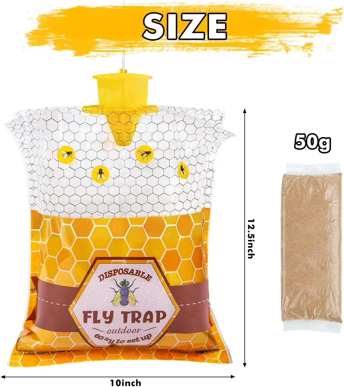 8 Big Fly Traps Outdoor Fly Trap Hanging, Wasp Trap Fly Bags Outdoor Disposable, Fly Bait Hunter Catcher Control Killer Repellent Outdoors, Ranch Fly Trap for Mosquito Bug Carpenter Bee Yellow Jacket