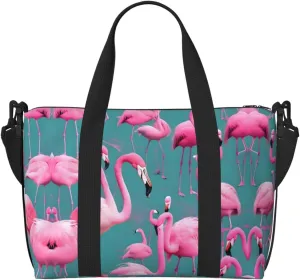 A Flock Of Flamingos Travel Duffel Bag Tote Carry On Luggage Bag Water Resistant Weekender Overnight Bags For Foldable