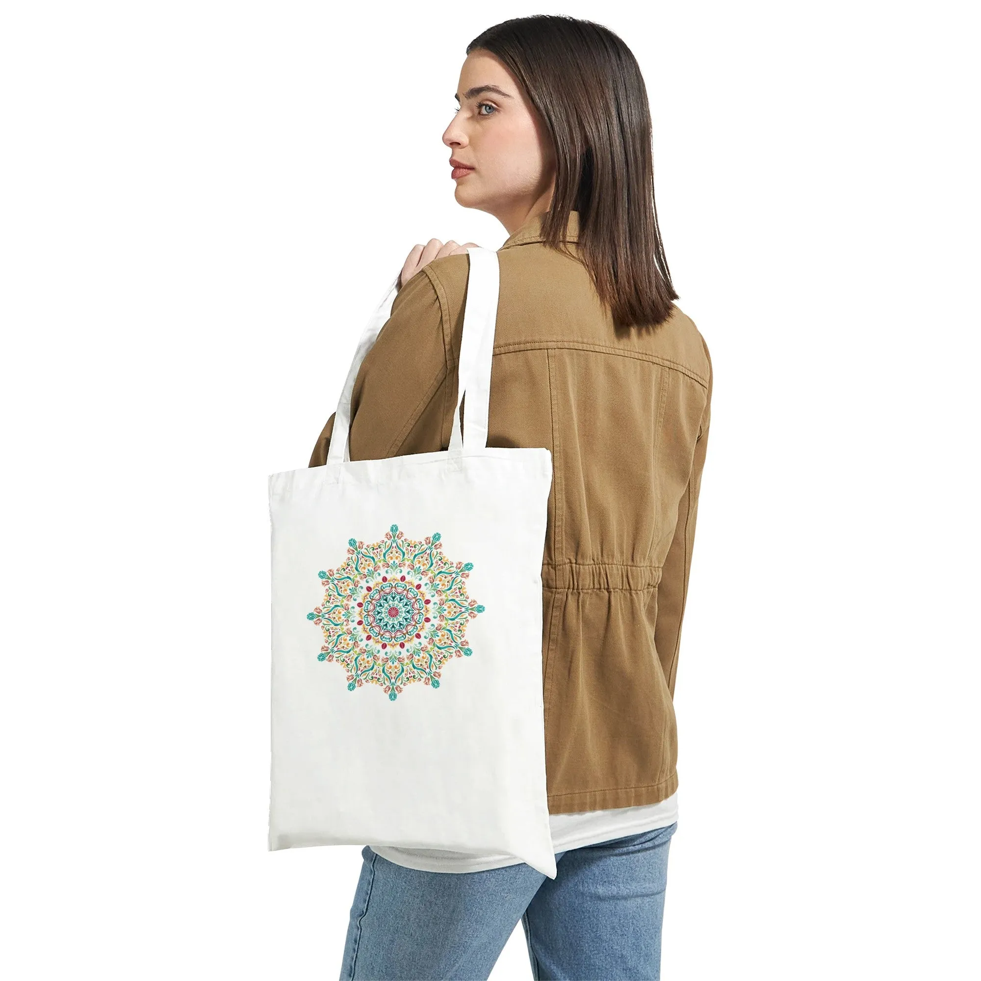 Abstract Burst Mandala Tote Bag