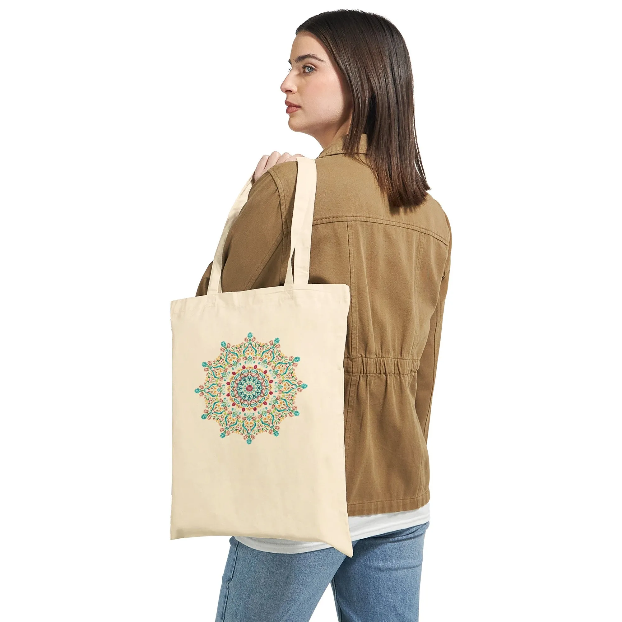 Abstract Burst Mandala Tote Bag