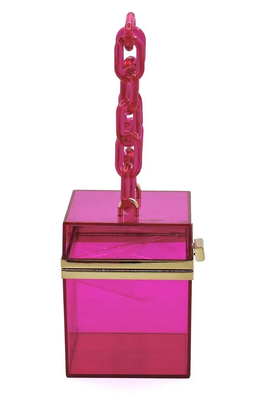 Acrylic Chain Handle See Thru Crossbody Clutch Bag